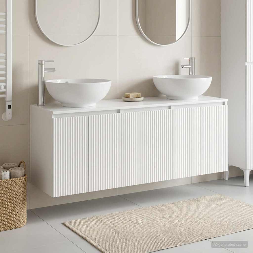 Badkamerkastenset 3 st Hoogglans Wit 49,5 x 44,5 x 65 cm
