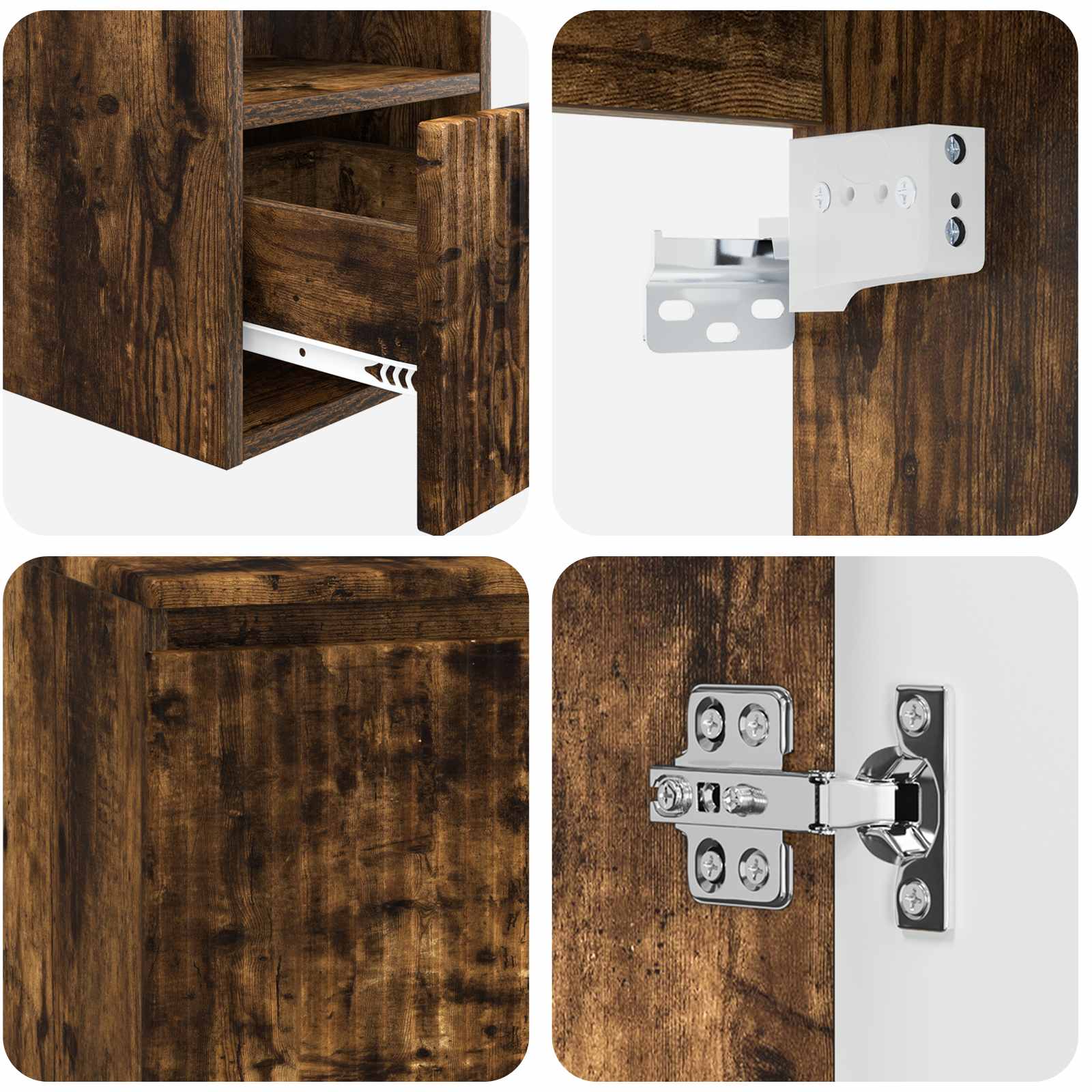 Badkamerkastenset 3 st Gerookt eiken 49,5 x 44,5 x 65 cm
