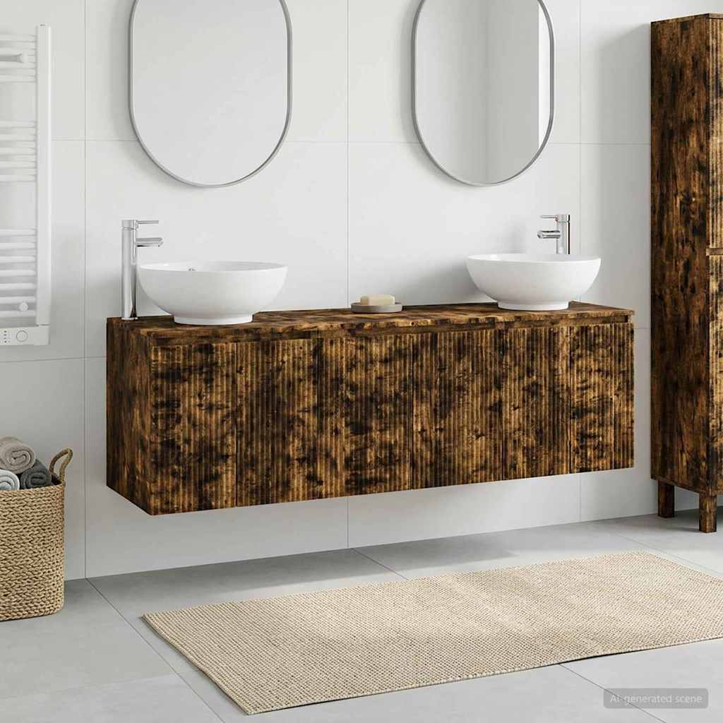 Badkamerkastenset 3 st Gerookt eiken 49,5 x 44,5 x 65 cm