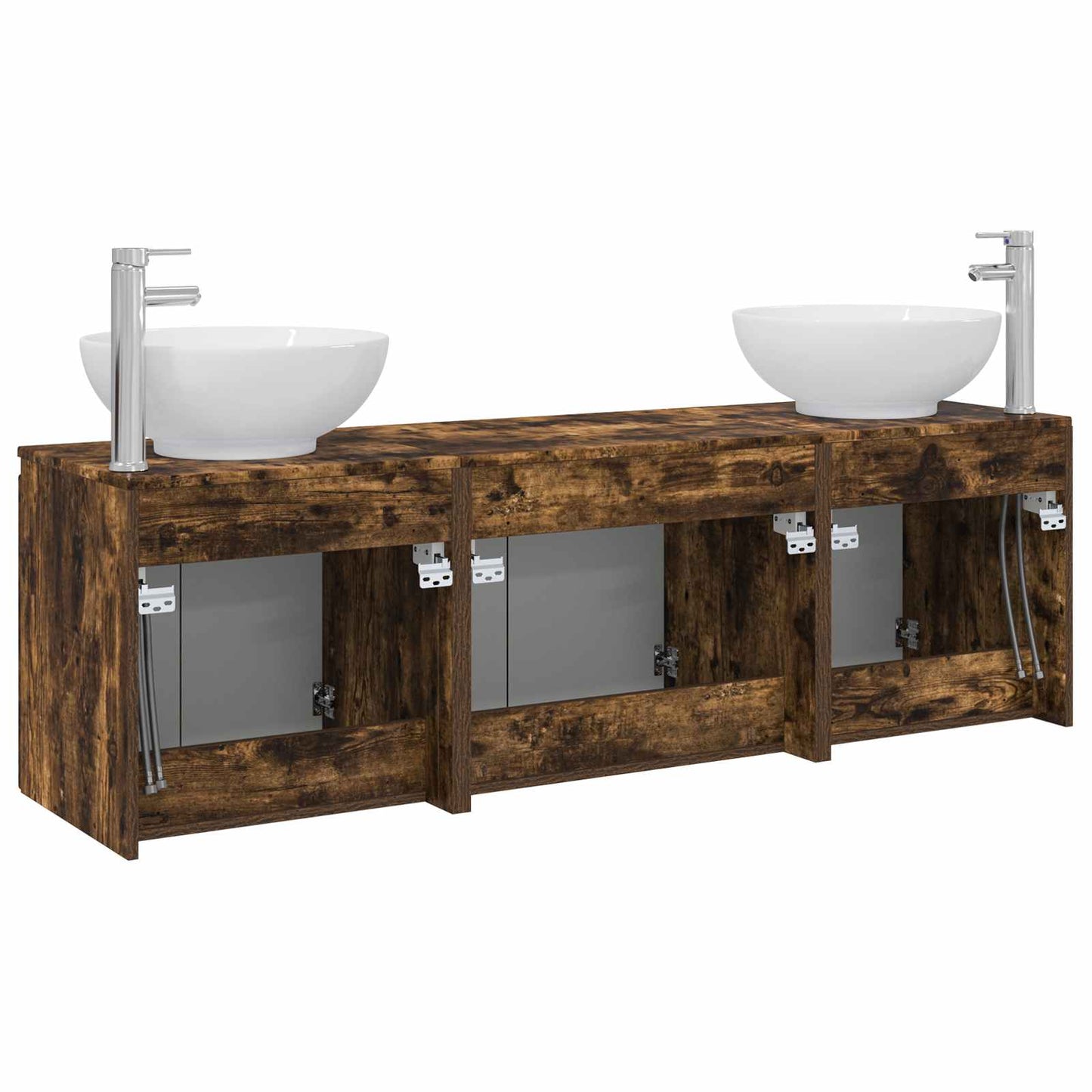 Badkamerkastenset 3 st Gerookt eiken 49,5 x 44,5 x 65 cm