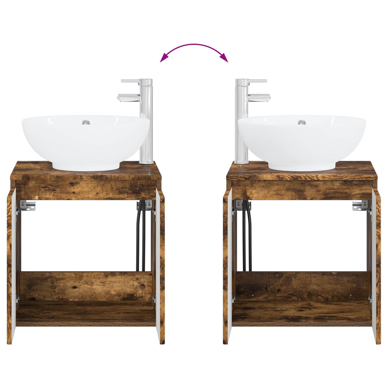 Badkamerkastenset 3 st Gerookt eiken 49,5 x 44,5 x 65 cm