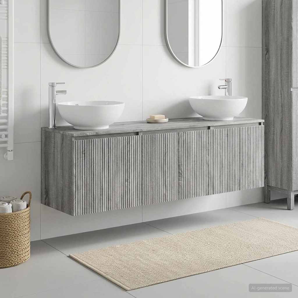 Badkamerkastenset 3 st Grijs Sonoma 49,5 x 44,5 x 65 cm