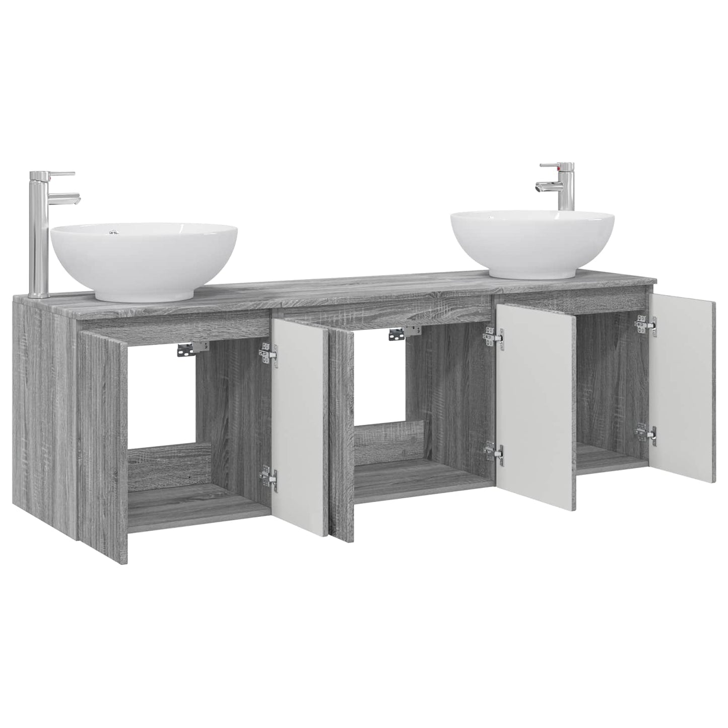 Badkamerkastenset 3 st Grijs Sonoma 49,5 x 44,5 x 65 cm