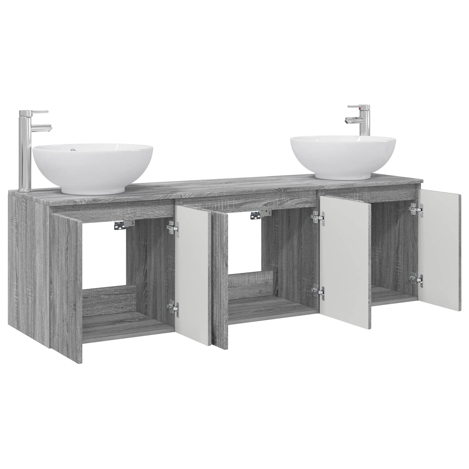 Badkamerkastenset 3 st Grijs Sonoma 49,5 x 44,5 x 65 cm