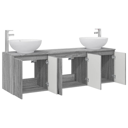Badkamerkastenset 3 st Grijs Sonoma 49,5 x 44,5 x 65 cm