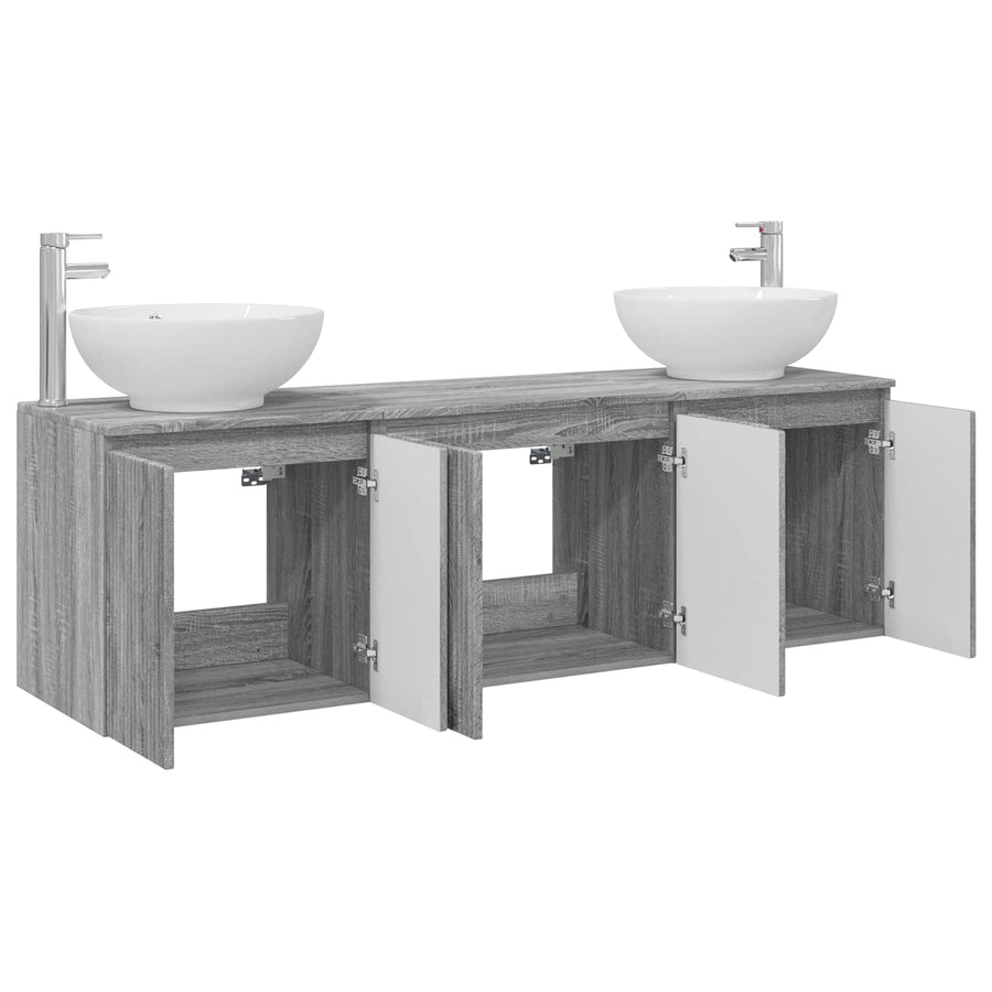 Badkamerkastenset 3 st Grijs Sonoma 49,5 x 44,5 x 65 cm
