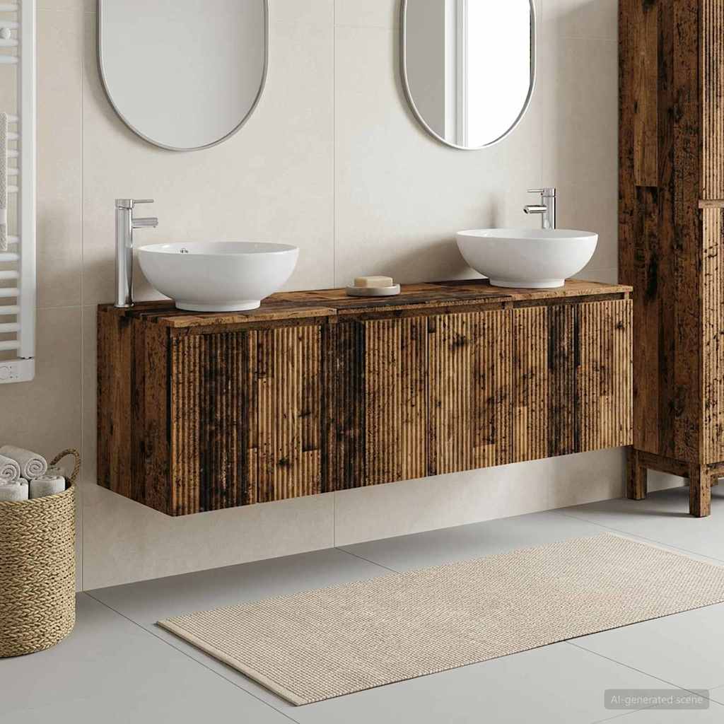 Badkamerkastenset 3 st Oud hout 49,5 x 44,5 x 65 cm