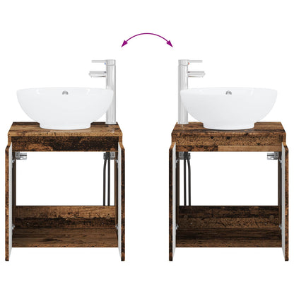 Badkamerkastenset 3 st Oud hout 49,5 x 44,5 x 65 cm