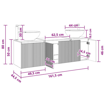 Badkamerkastenset 3 st Oud hout 49,5 x 44,5 x 65 cm