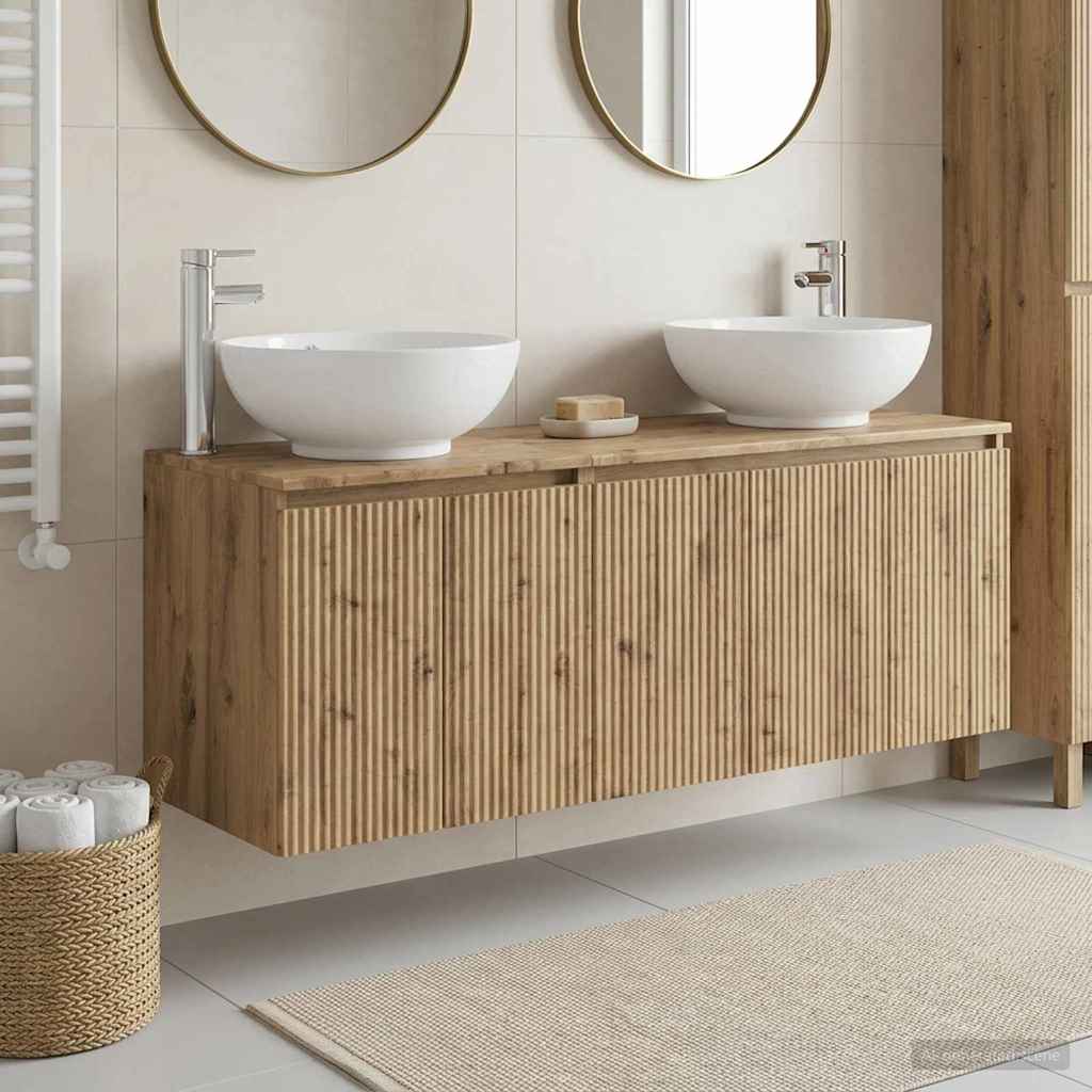 Badkamerkastenset 3 st Artisanaal eiken 49,5 x 44,5 x 65 cm