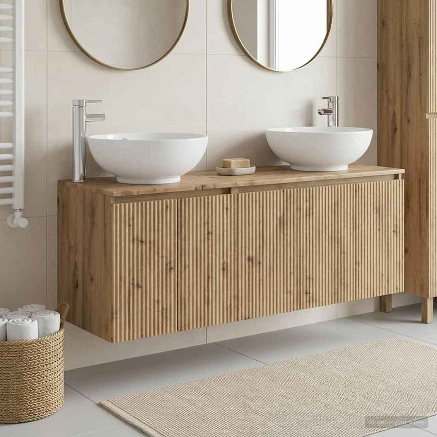 Badkamerkastenset 3 st Artisanaal eiken 49,5 x 44,5 x 65 cm