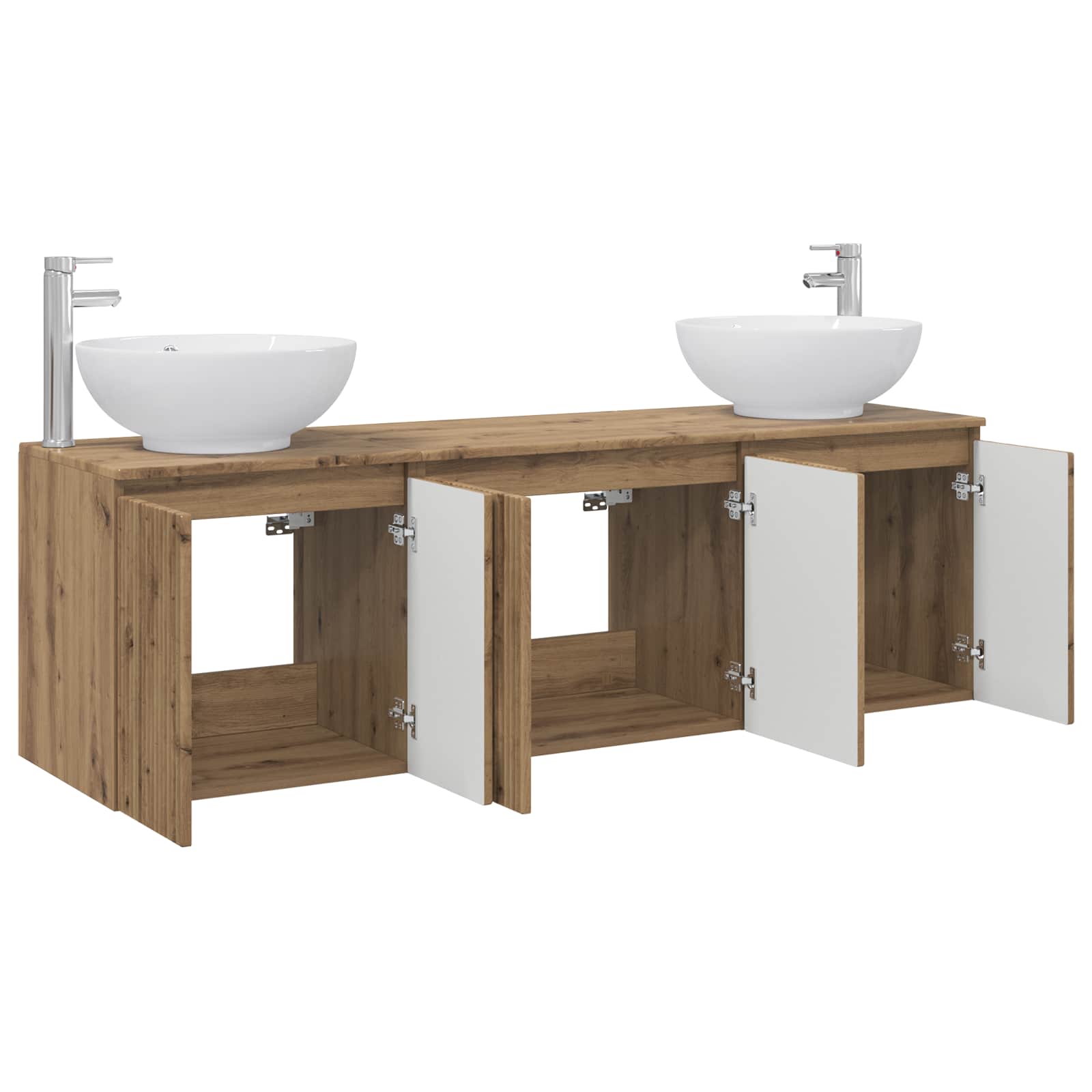 Badkamerkastenset 3 st Artisanaal eiken 49,5 x 44,5 x 65 cm