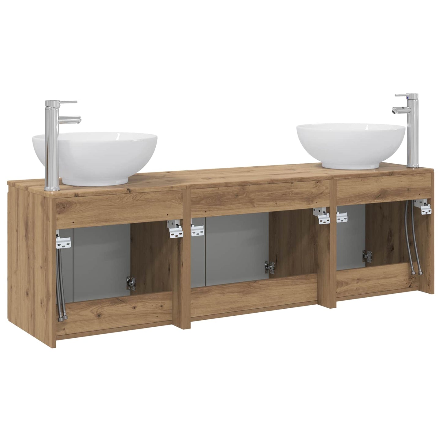 Badkamerkastenset 3 st Artisanaal eiken 49,5 x 44,5 x 65 cm