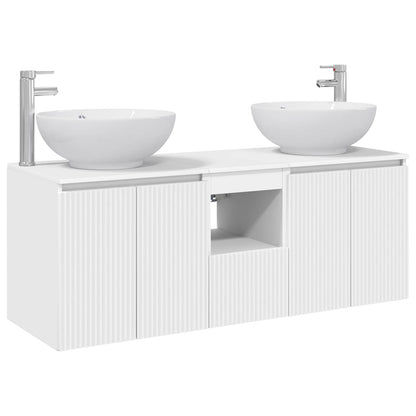 Badkamerkastenset 3 st Wit 49,5 x 44,5 x 65 cm Bewerkt hout