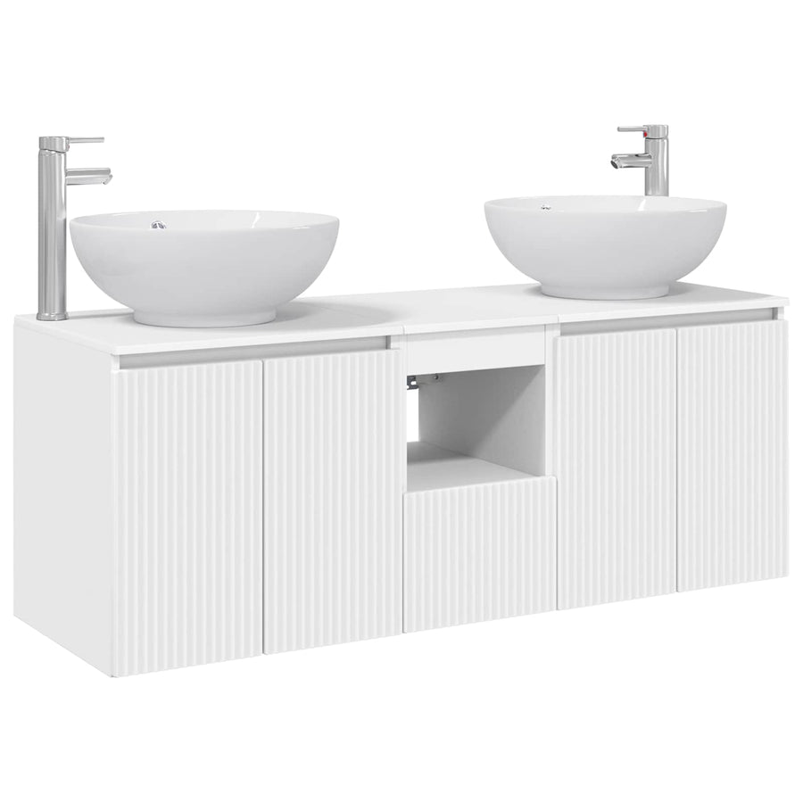 Badkamerkastenset 3 st Wit 49,5 x 44,5 x 65 cm Bewerkt hout