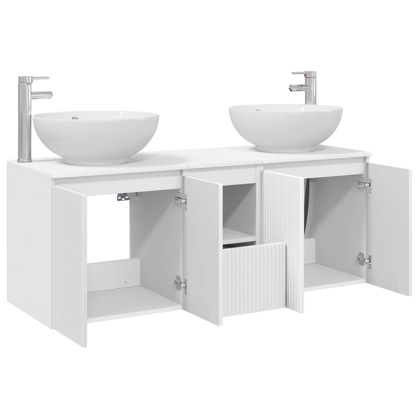 Badkamerkastenset 3 st Wit 49,5 x 44,5 x 65 cm Bewerkt hout