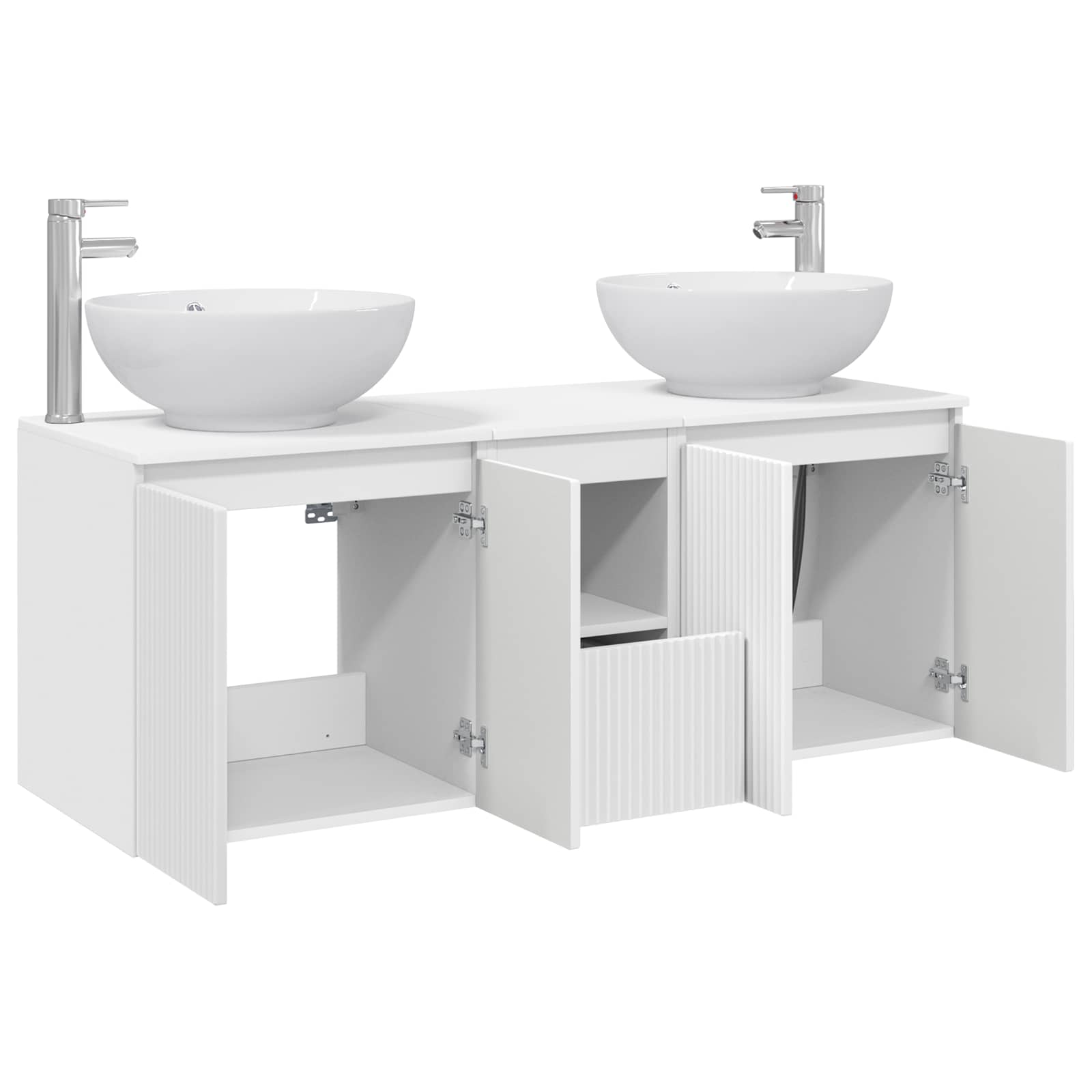 Badkamerkastenset 3 st Wit 49,5 x 44,5 x 65 cm Bewerkt hout