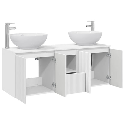 Badkamerkastenset 3 st Wit 49,5 x 44,5 x 65 cm Bewerkt hout