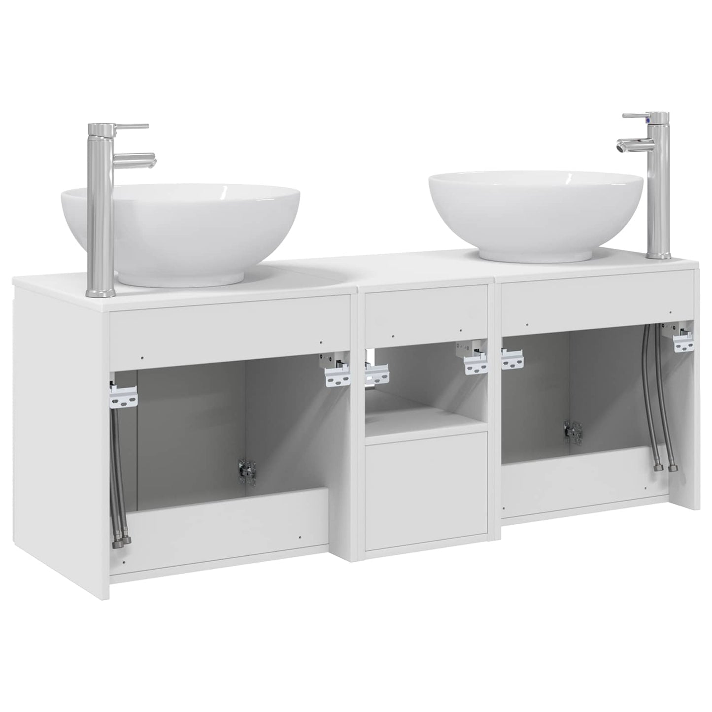 Badkamerkastenset 3 st Wit 49,5 x 44,5 x 65 cm Bewerkt hout