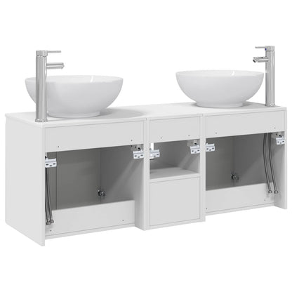 Badkamerkastenset 3 st Wit 49,5 x 44,5 x 65 cm Bewerkt hout