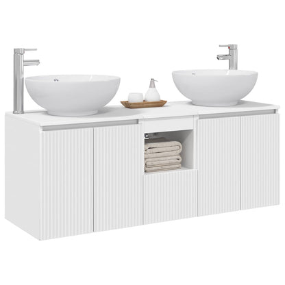Badkamerkastenset 3 st Wit 49,5 x 44,5 x 65 cm Bewerkt hout
