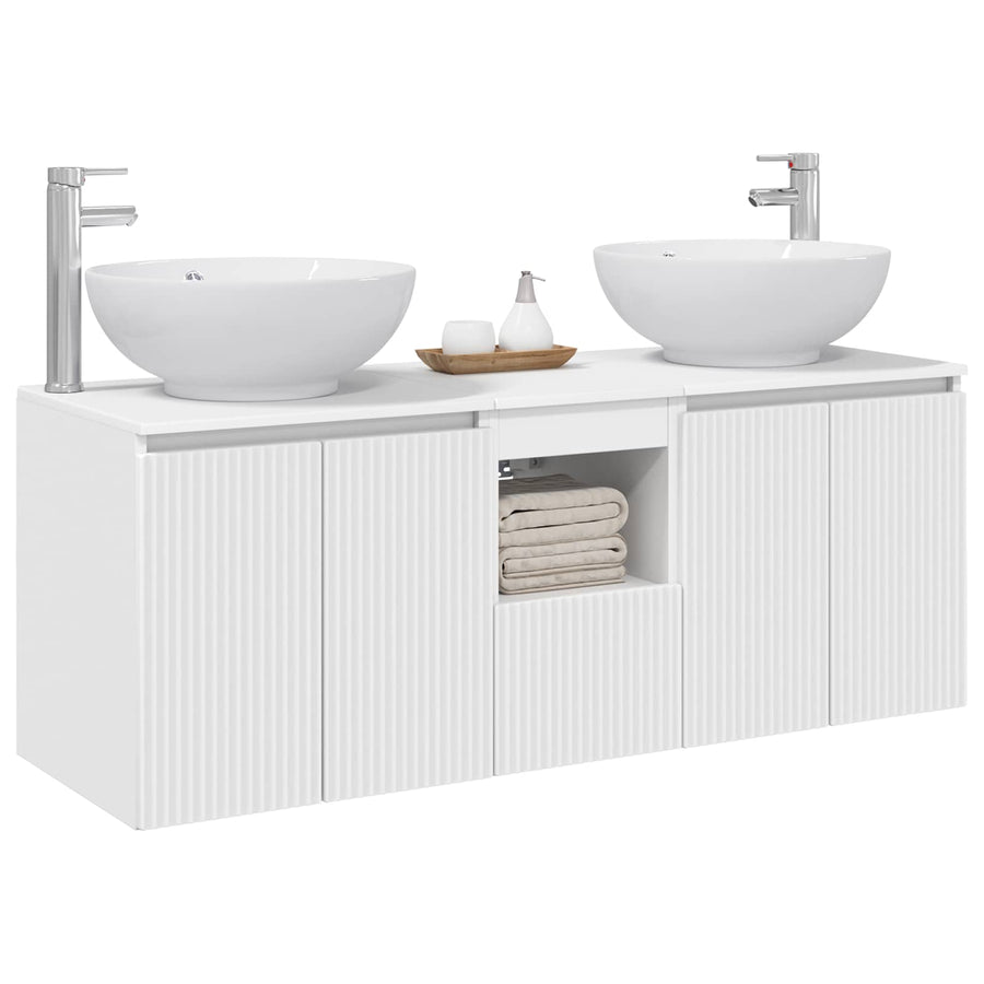 Badkamerkastenset 3 st Wit 49,5 x 44,5 x 65 cm Bewerkt hout