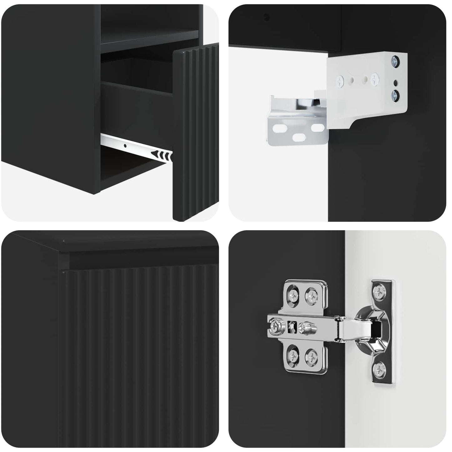 Badkamerkastenset 3 st Zwart 49,5 x 44,5 x 65 cm Bewerkt hout