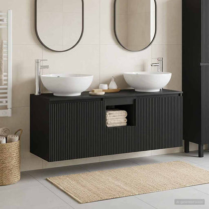 Badkamerkastenset 3 st Zwart 49,5 x 44,5 x 65 cm Bewerkt hout