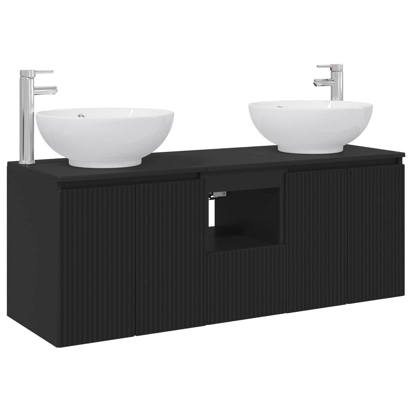 Badkamerkastenset 3 st Zwart 49,5 x 44,5 x 65 cm Bewerkt hout