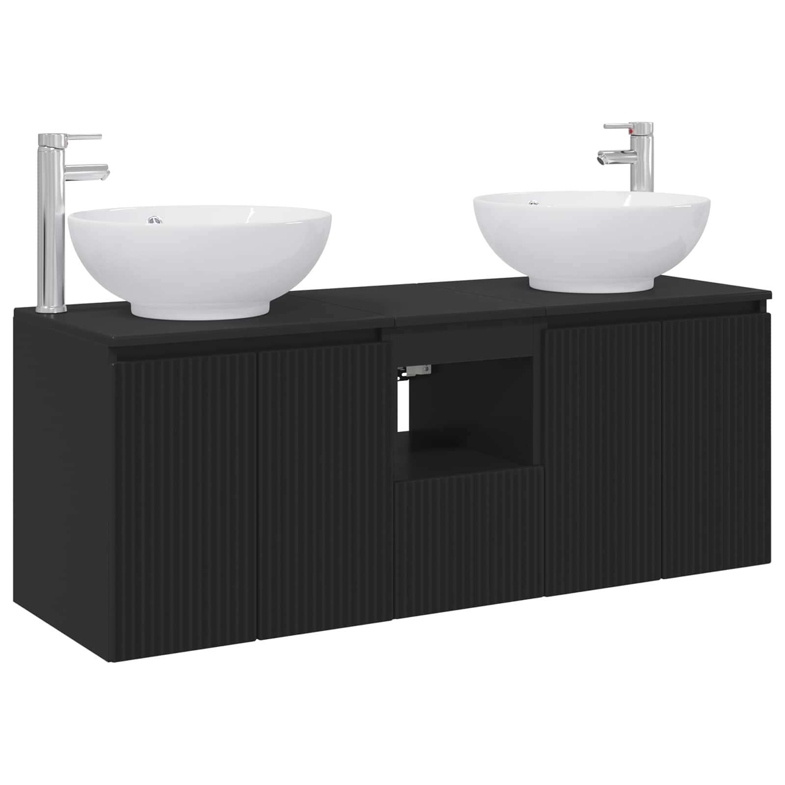 Badkamerkastenset 3 st Zwart 49,5 x 44,5 x 65 cm Bewerkt hout