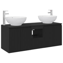 Badkamerkastenset 3 st Zwart 49,5 x 44,5 x 65 cm Bewerkt hout
