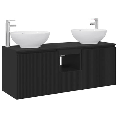 Badkamerkastenset 3 st Zwart 49,5 x 44,5 x 65 cm Bewerkt hout