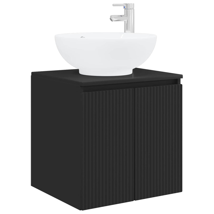 Badkamerkastenset 3 st Zwart 49,5 x 44,5 x 65 cm Bewerkt hout