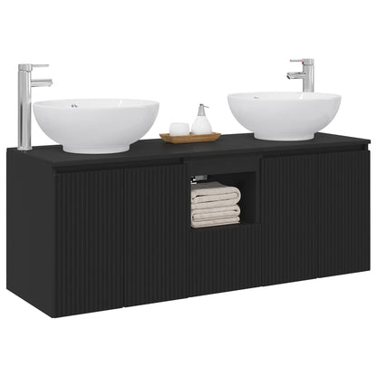 Badkamerkastenset 3 st Zwart 49,5 x 44,5 x 65 cm Bewerkt hout