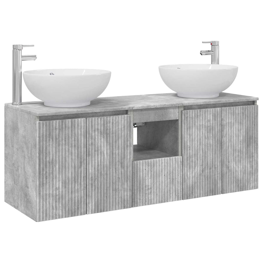 Badkamerkastenset 3 st Betongrijs 49,5 x 44,5 x 65 cm