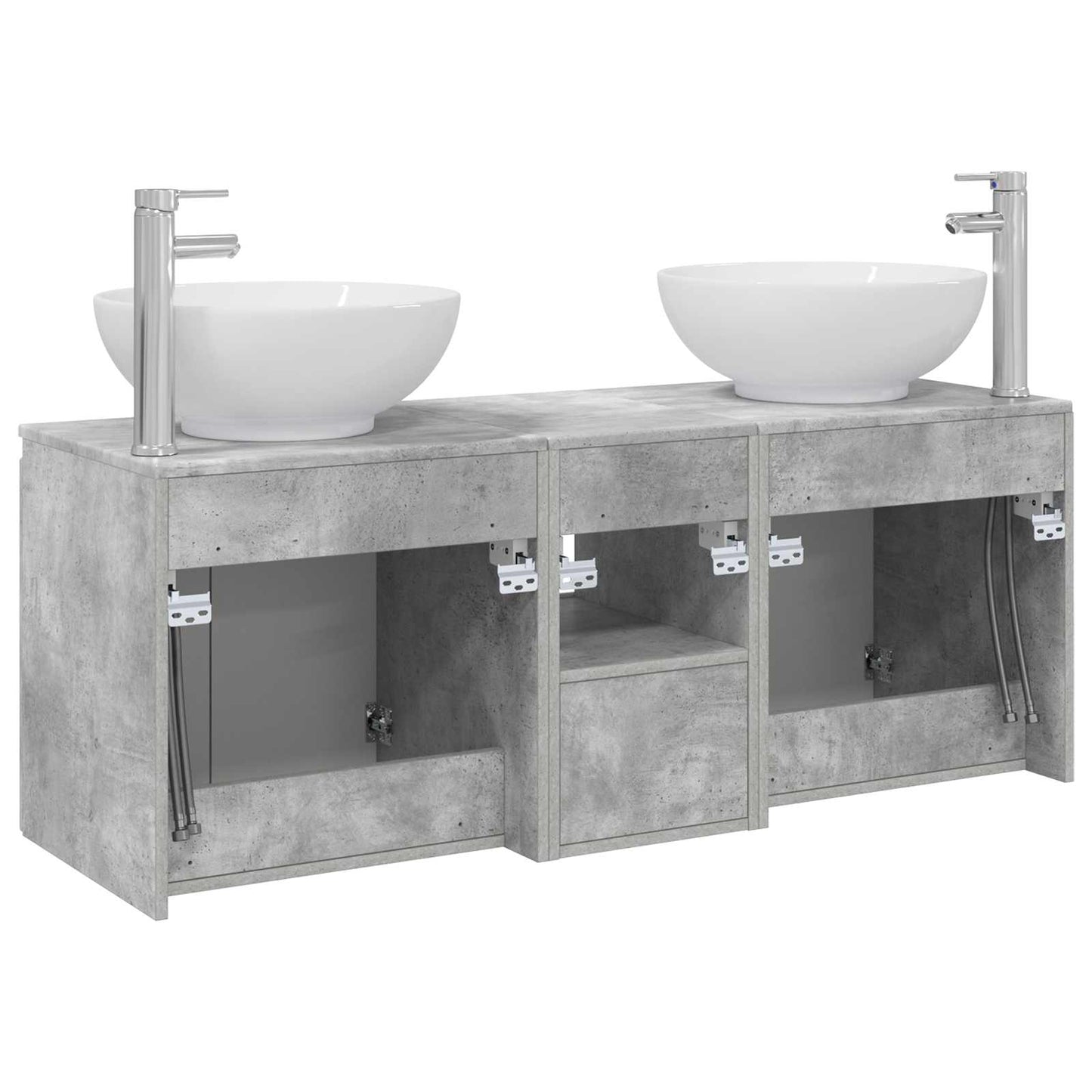Badkamerkastenset 3 st Betongrijs 49,5 x 44,5 x 65 cm