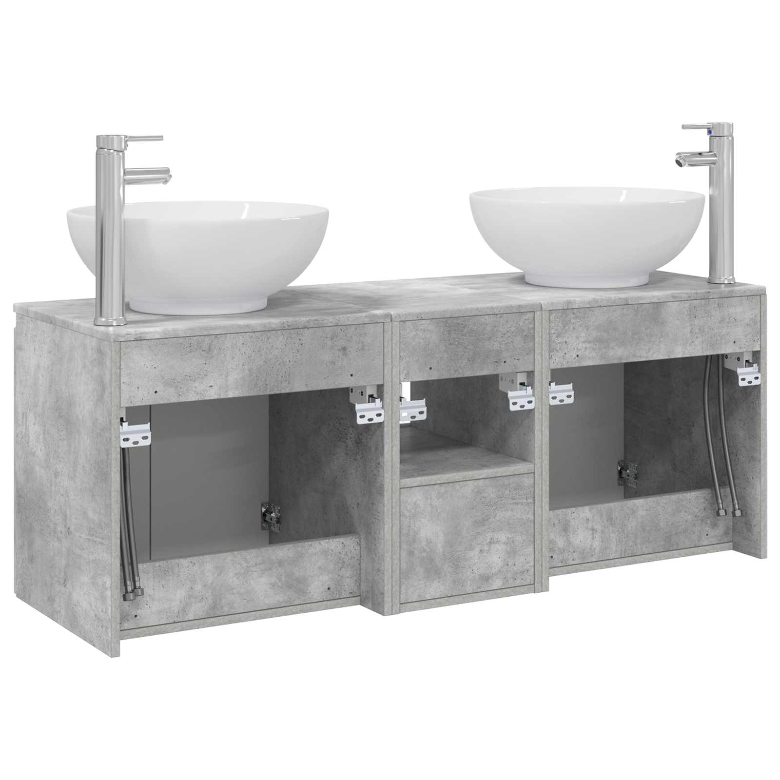 Badkamerkastenset 3 st Betongrijs 49,5 x 44,5 x 65 cm