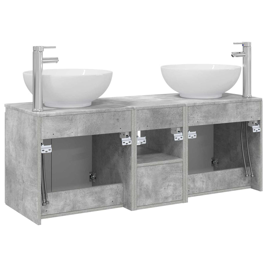 Badkamerkastenset 3 st Betongrijs 49,5 x 44,5 x 65 cm