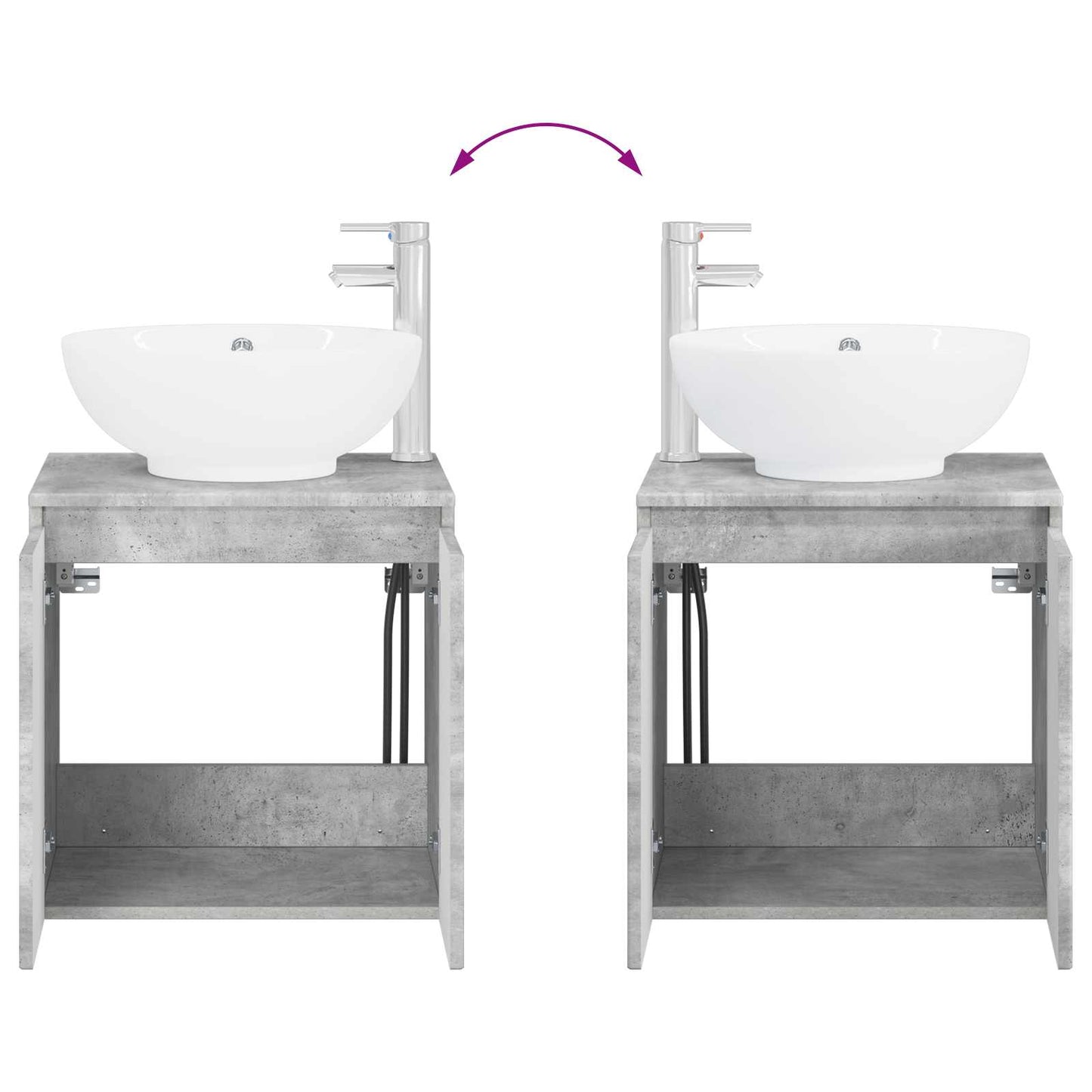 Badkamerkastenset 3 st Betongrijs 49,5 x 44,5 x 65 cm