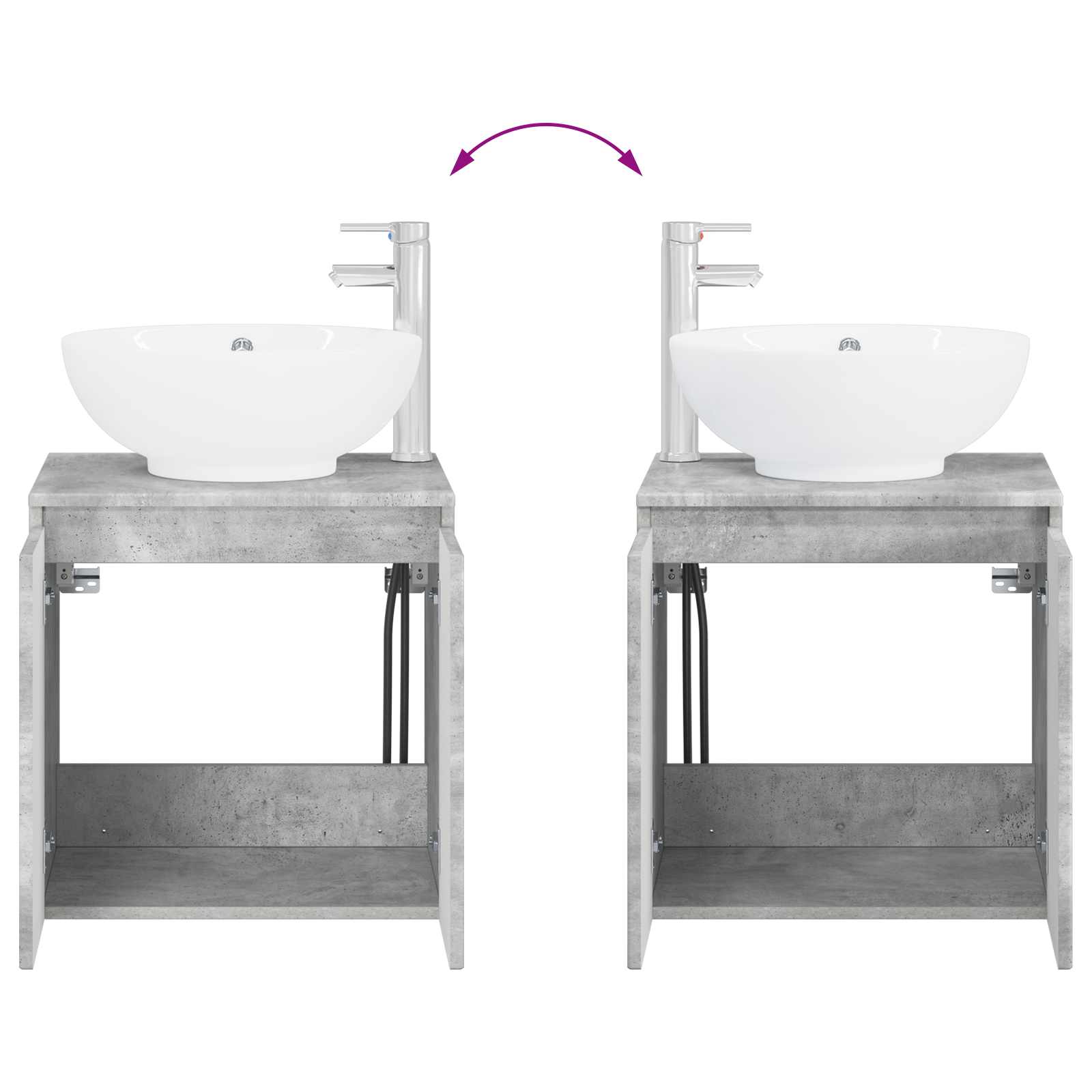 Badkamerkastenset 3 st Betongrijs 49,5 x 44,5 x 65 cm
