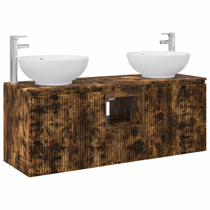 Badkamerkastenset 3 st Gerookt eiken 49,5 x 44,5 x 65 cm