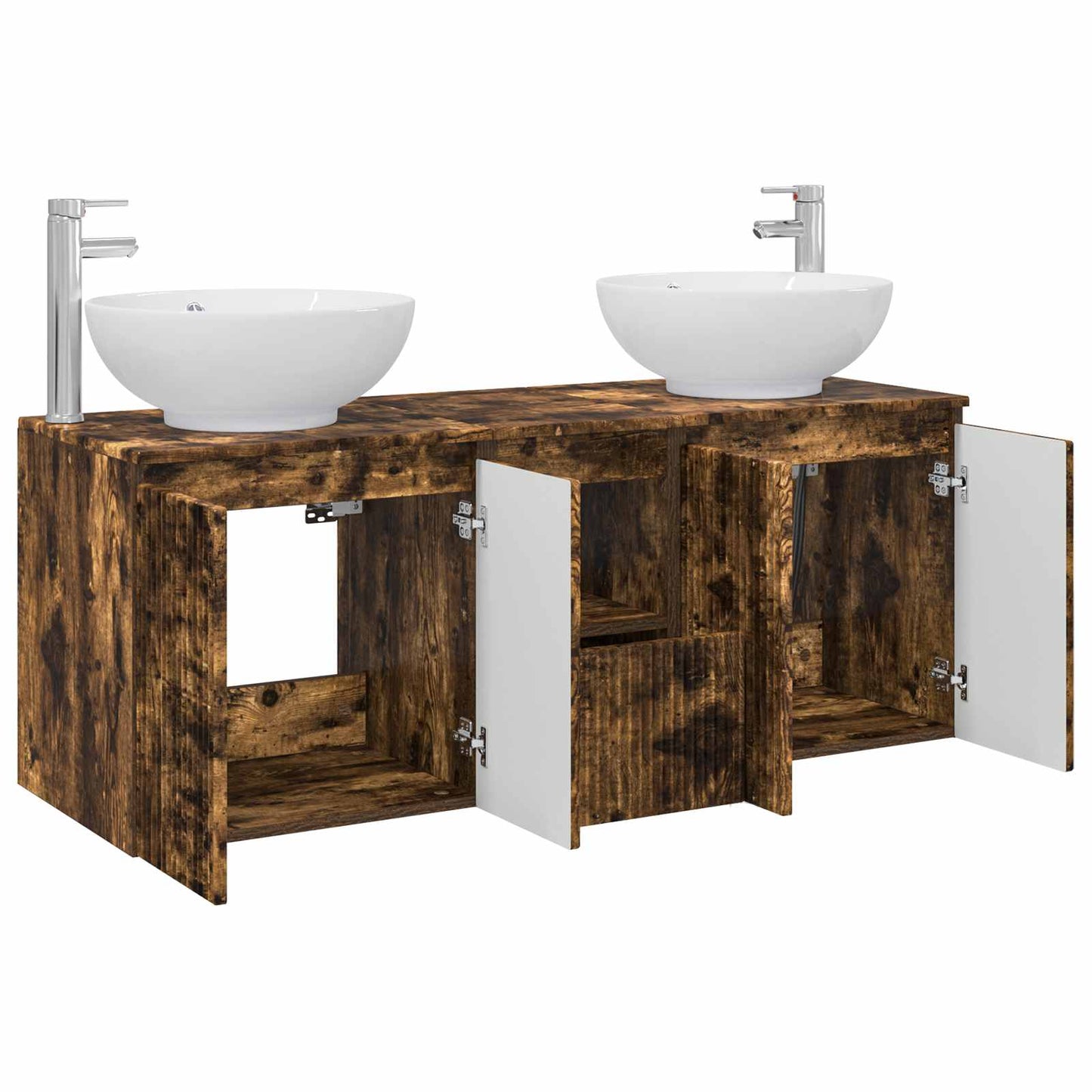 Badkamerkastenset 3 st Gerookt eiken 49,5 x 44,5 x 65 cm