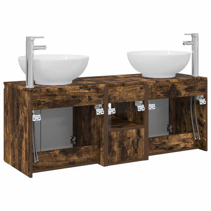 Badkamerkastenset 3 st Gerookt eiken 49,5 x 44,5 x 65 cm