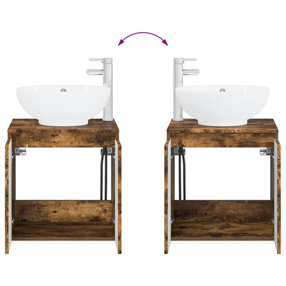 Badkamerkastenset 3 st Gerookt eiken 49,5 x 44,5 x 65 cm