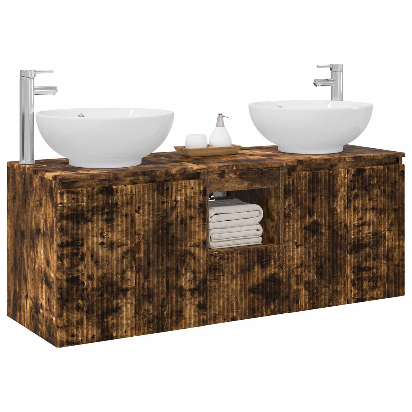 Badkamerkastenset 3 st Gerookt eiken 49,5 x 44,5 x 65 cm