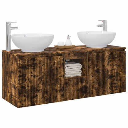 Badkamerkastenset 3 st Gerookt eiken 49,5 x 44,5 x 65 cm