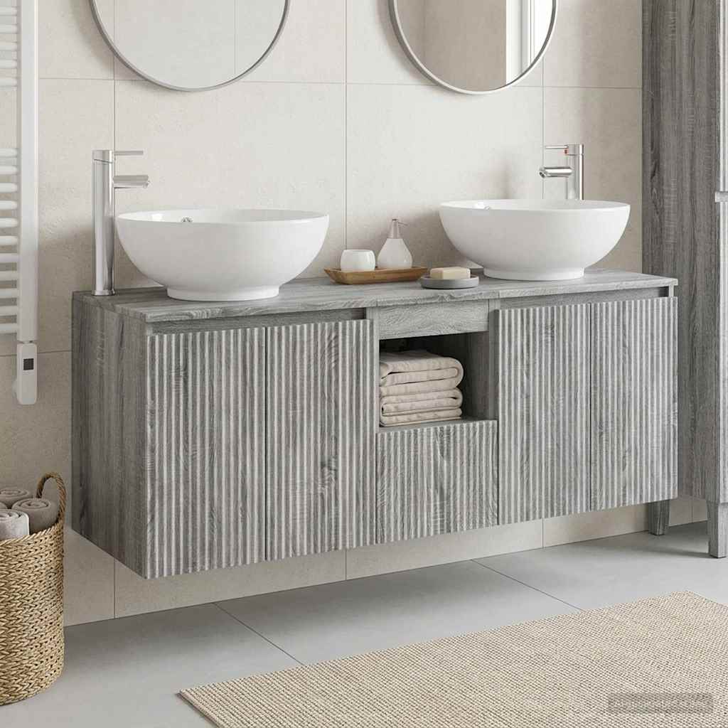 Badkamerkastenset 3 st Grijs Sonoma 49,5 x 44,5 x 65 cm