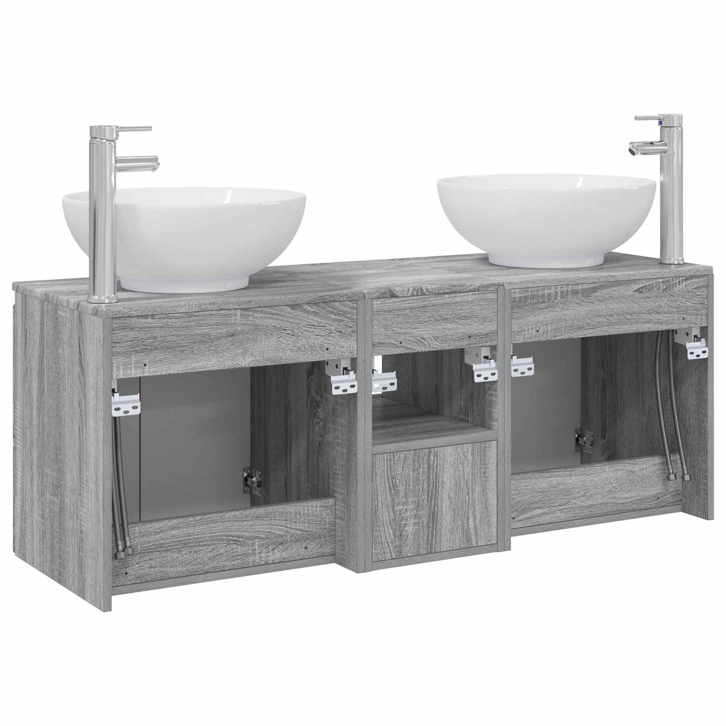 Badkamerkastenset 3 st Grijs Sonoma 49,5 x 44,5 x 65 cm