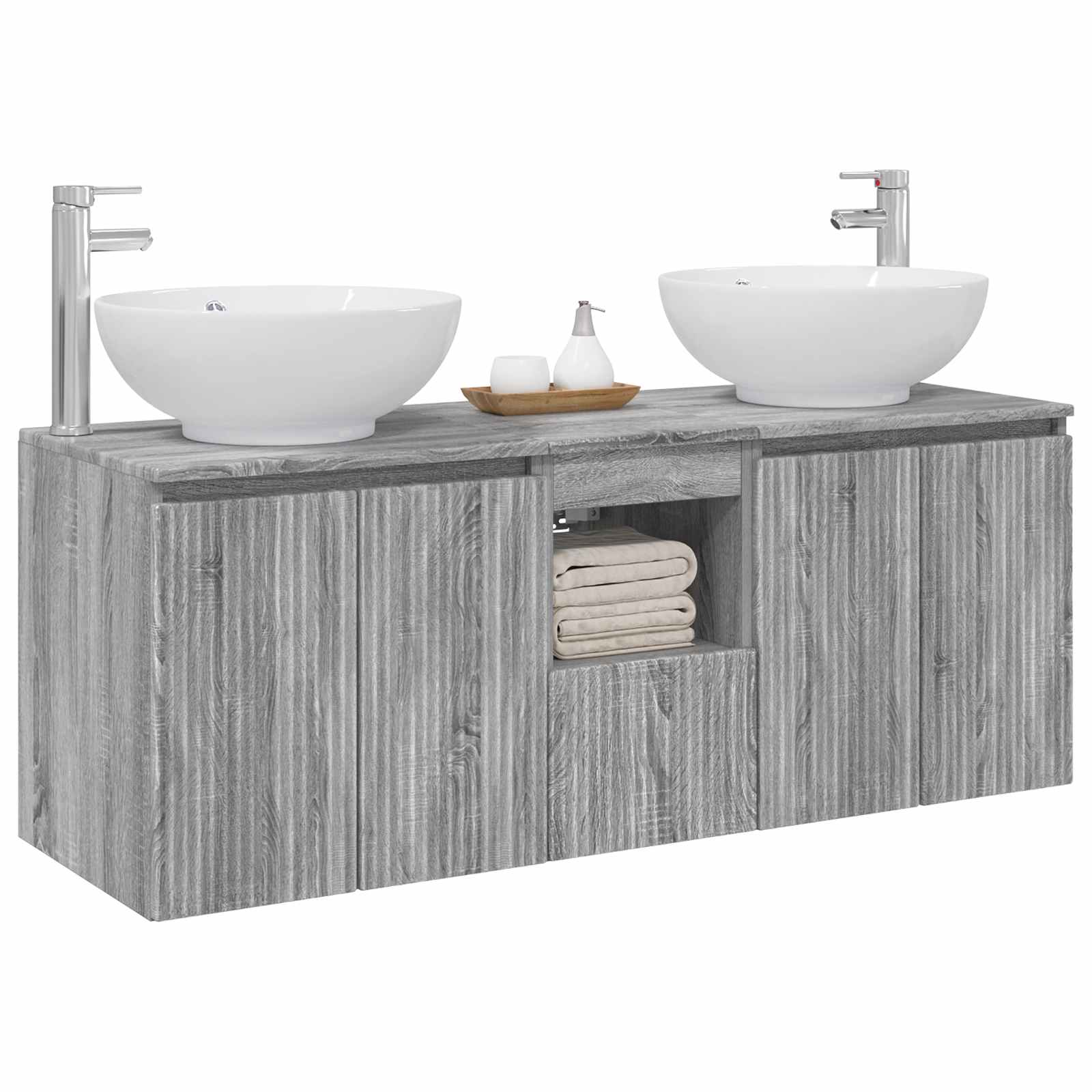 Badkamerkastenset 3 st Grijs Sonoma 49,5 x 44,5 x 65 cm