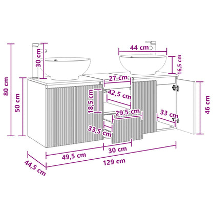 Badkamerkastenset 3 st Grijs Sonoma 49,5 x 44,5 x 65 cm